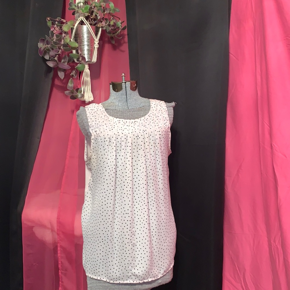 Polka dot blouse with tie back